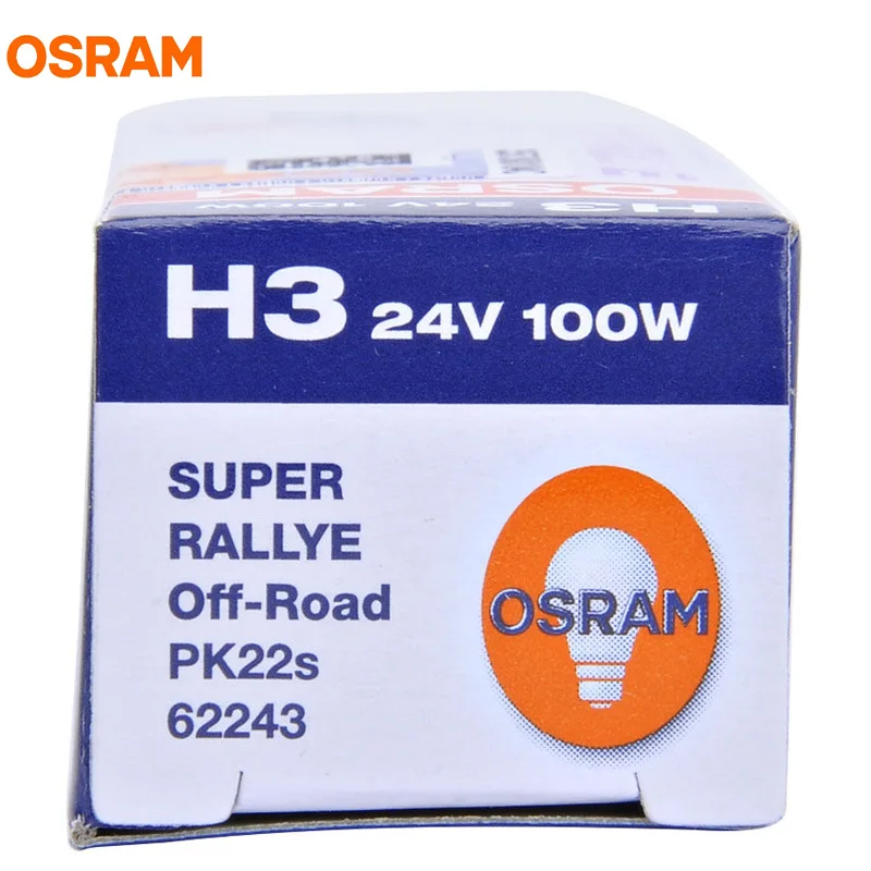 OSRAM H3 62243 24V 100W PK22s OFFROAD STANDARD Bulb Truck Halogen Lamp Off Road Headlight UV filter SUPER RALLYE 1X