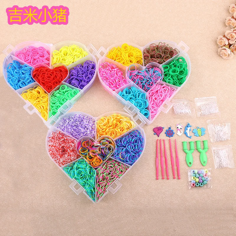 

21color Loom Bands Toys for Children Girl Gift DIY Elastic Rubber Band for Weaving Lacing Bracelets Kid Toy Set 4200pcs 2019 New