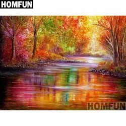 HOMFUN punta quadra/rotonda 5D pittura diamante DIY 