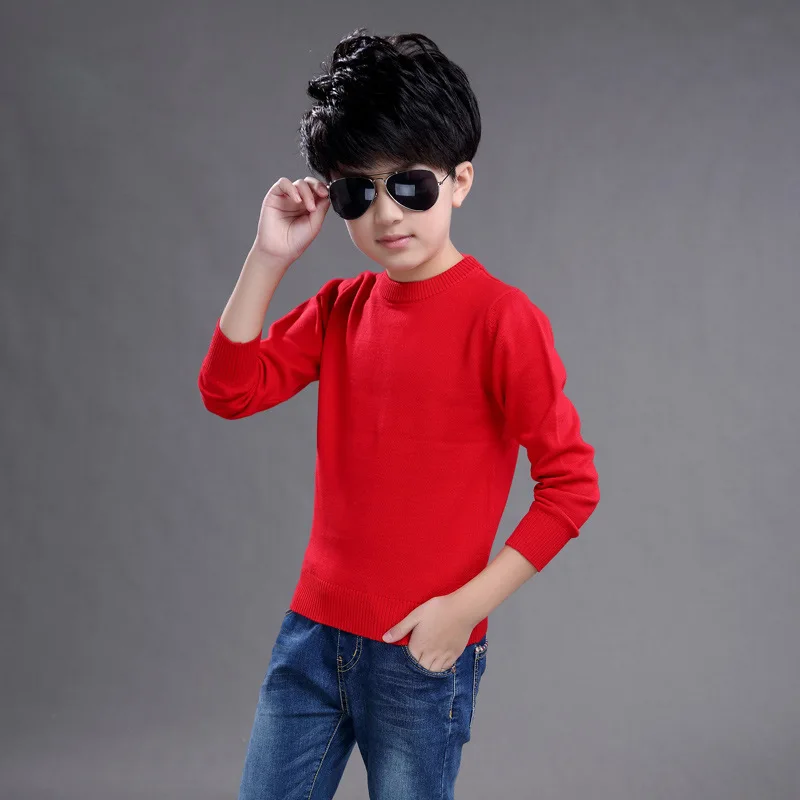 Spring Children Boys Sweater Kids Sweater teenager pullover knitted Sweaters Autumn Winter Solid Color 3 4 5 6 7 8 9 10 11-14T