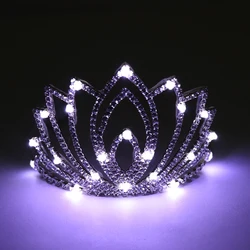 Free Shipping LED Rhinestone Crown Tiara Wedding Prom Blinking Hair Band LED Crown Headband Flashing Luminous Headwear Supplies