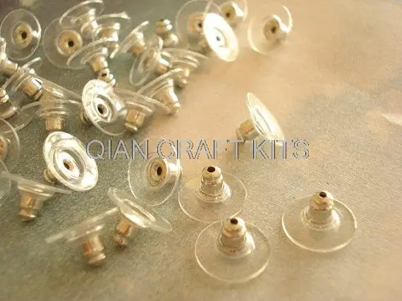 1500pcs Earnut Comfort Clutch Backs with Plastic Disc 11mm lead and nickle free silver tone plated