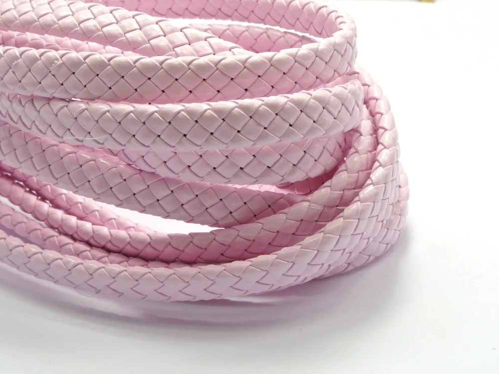 16.4 Feets Pink Flat Braided Synthetic Leather Cord 10X4mm