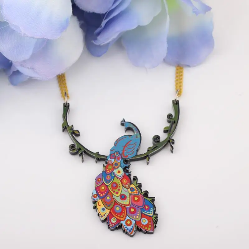 

Bonsny peacock necklace lovely new 2014 r style pendant for girls design style woman man jewelry cute