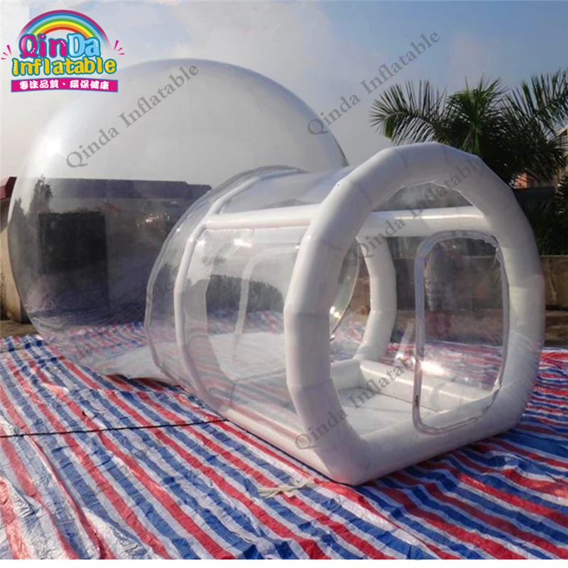 3m Diameter Inflatable Transparebt Camping Tent,0.6mm Pvc Inflatable Air Bubble Tent With Frame Tube Entrance