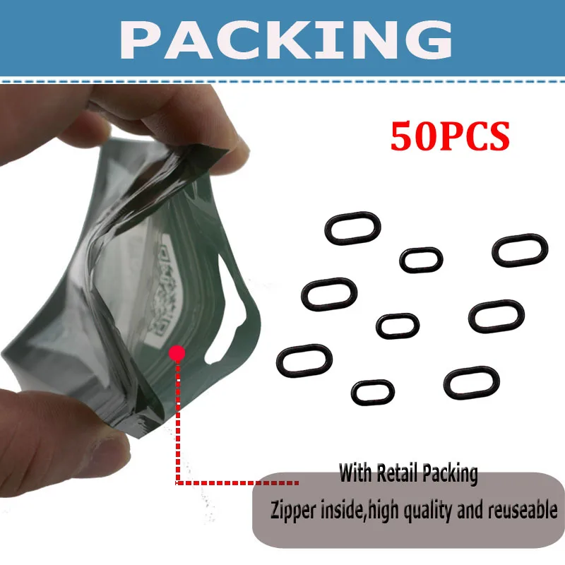 50PCS Carp Fishing Accessory Rig Rings  Anti Glare Oval Blow Back Rig Rings  Matt Black Terminal Tackle