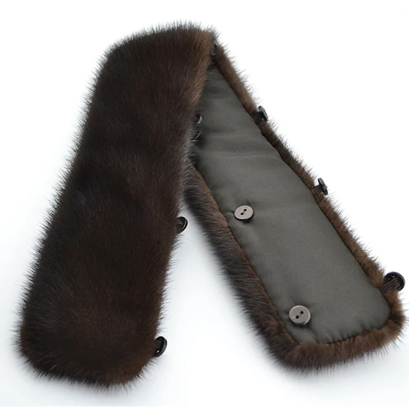 2020 FXFURS fashion new Winter Women Real Mink Fur Collar Warm Men Genuine Fur Stand Collar Black Brown Button Lining