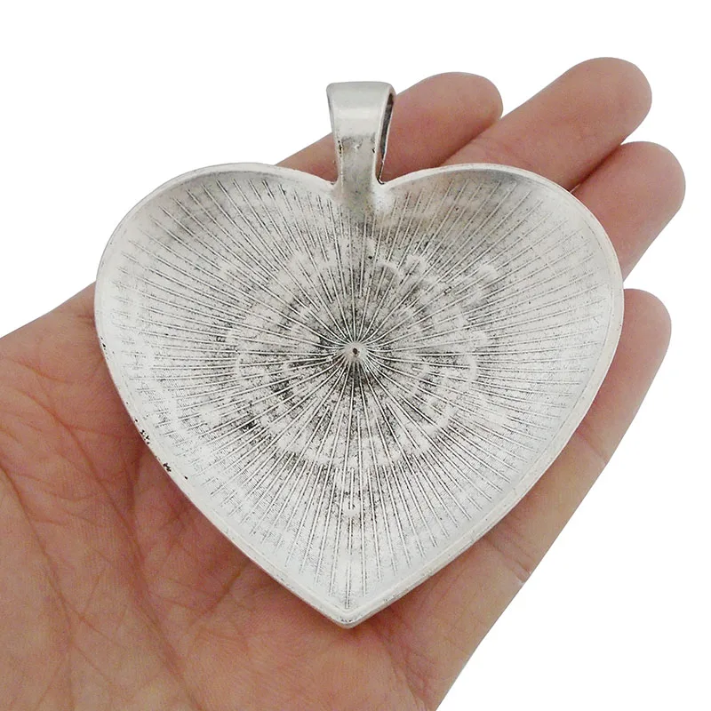 ZXZ 1 Piece Large Heart Charms Pendants for Necklace Jewelry Making Findings 73x69mm