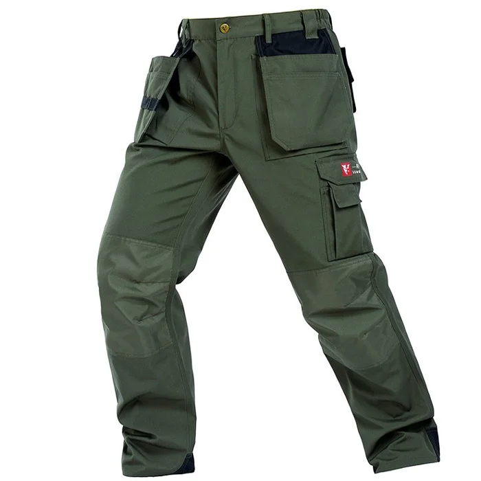 Bauskydd Men\'s High quality Polycotton workwear wear-resistance multi-pockets mens cargo  work trousers work pant army green