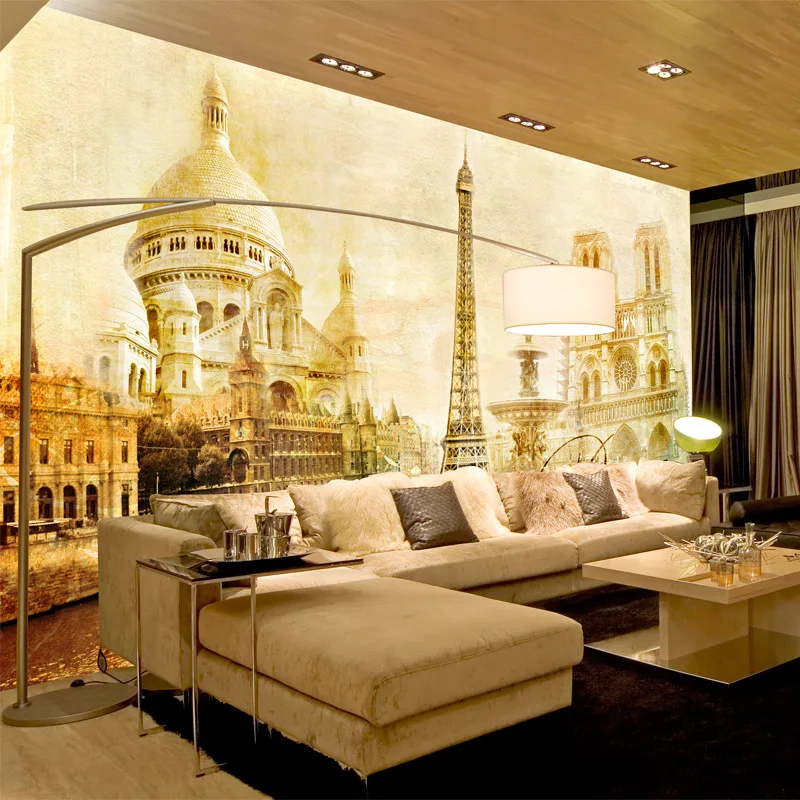 beibehang Large - scale murals study European - style villa TV mural background wallpaper European and American architecture