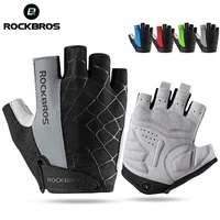 ROCKBROS guantes de ciclismo de medio dedo transpirables a prueba de golpes MTB guantes para bicicleta de montaña guantes para montar en bicicleta al aire libre para hombre