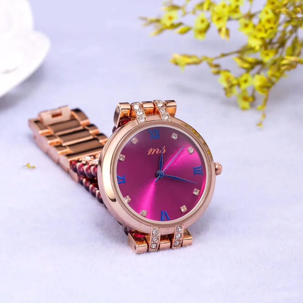 Natural Garnet Stone Bracelet & 33mm Watch Diy Jewelry For Woman Waterproof Watch For Summer Beach  Wholesale !