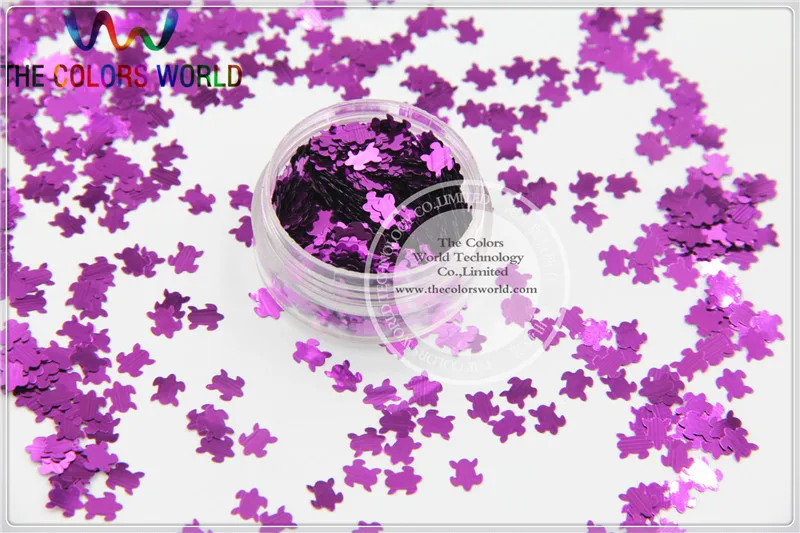 Solvent Resistant Solid Purple Color Turtle Animal  Shape Glitter  for Nail Polish and DIY decoration 1Pack =50g