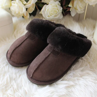 Fall and Winter 2019 Sugar-colored Sheepskin Fur Snow Slippers, Cotton Slippers, Couples Home Warm and Slip-proof wo Shoes