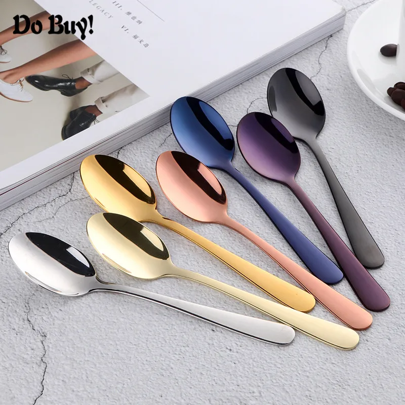 1 Pcs Coffee Spoon Stainless Steel Tea Spoon Dessert Coffee Ice Spoons Bar Tools Long Handle Kitchen Dinnerware