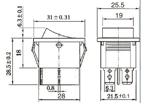 Free Delivery. Ship type switch 4 feet 16 a 32 mm wide and 25 mm long green head without light