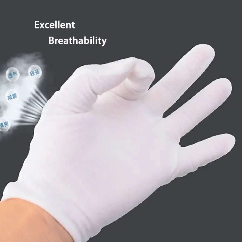 24 Pieces/12 Pairs Hot Sell White Soft Cotton Gloves Coin Jewelry Silver Inspection Gloves Stretchable Lining Glove