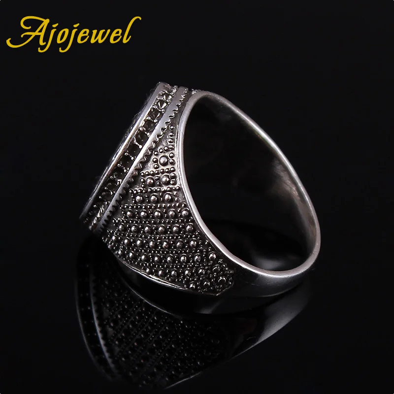 Ajojewel Antique Silver-color Men Ring Size 8 9 10  Anillo hombre Crown Male Jewelry Fashion Gift