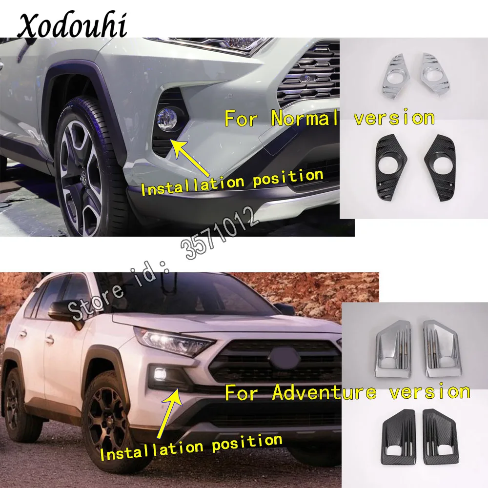 For Toyota RAV4 2019 2020 2021 2022 2023 Sticker Styling Front Fog Light Lamp Detector Frame Cover Trim Parts Eyebrow Hoods 2PCs