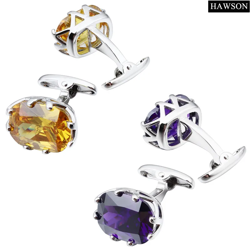 HAWSON Wholesale Cufflinks for Men Luxury Multi Colors Stone Cuff Links for French Shirt Jewelry Accessories with Box