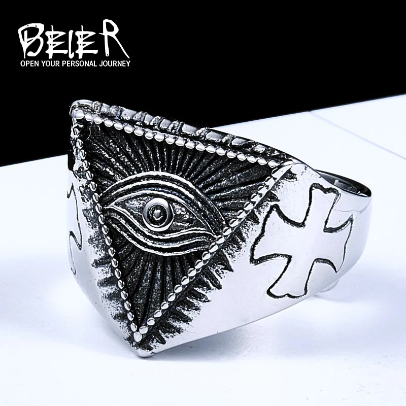 Beier new store 316L Stainless Steel ring top quality New Eye of Providence All-seeing Eye  Cool Movie Ring jewelry LLBR8-176R