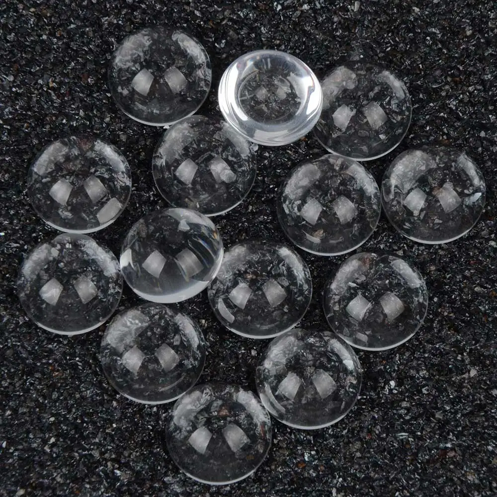 20pcs/lot 16mm Round Flat BackTransparent Clear Glass Dome Hemisphere Cabochons Accessories For DIY Jewelry