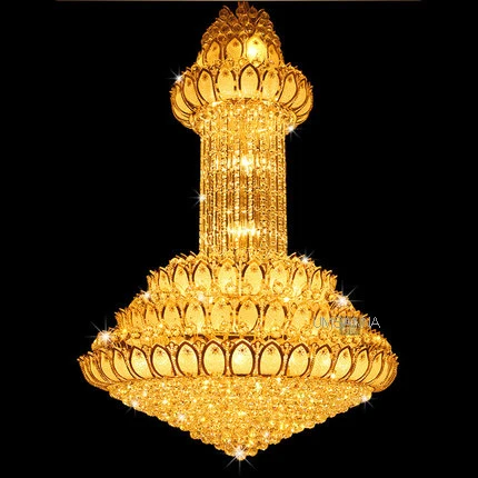 Crystal Chandeliers LED Modern Gold Lotus Flower Chandelier Lighting Fixture American Clubs Hotel Hall Home Villa Hanging Lamp