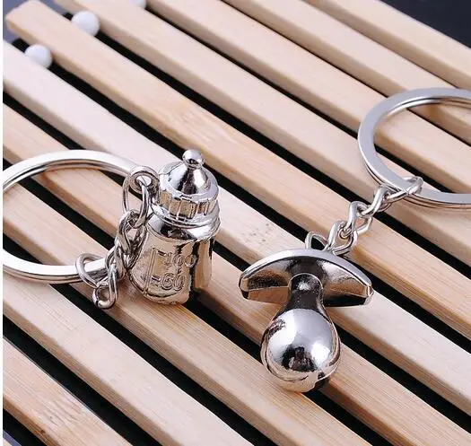 100pairs/lot fedex fast  creative style woman man alloy baby bottle keychain lovely Couple Key Chain Rings