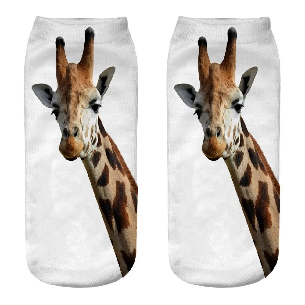 New Funny Giraffe Socks Character 3D Print Women Socks Cute Low Cut Ankle Socks Calcetines Mujer Fashion Female Short Sox