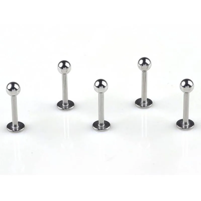 PINKSEE10pcs 18G Ball Labret Lip Ring Nose Ear Bar Stud Stainless Steel Piercing Body Jewelry Wholesale