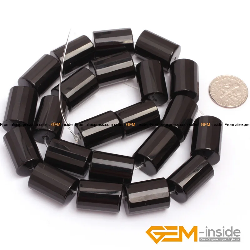 Column Tube Faceted AA grade Black Agates Beads Natural Stone Bead DIY Loose Bead For  Jewelry Making Strand 15\