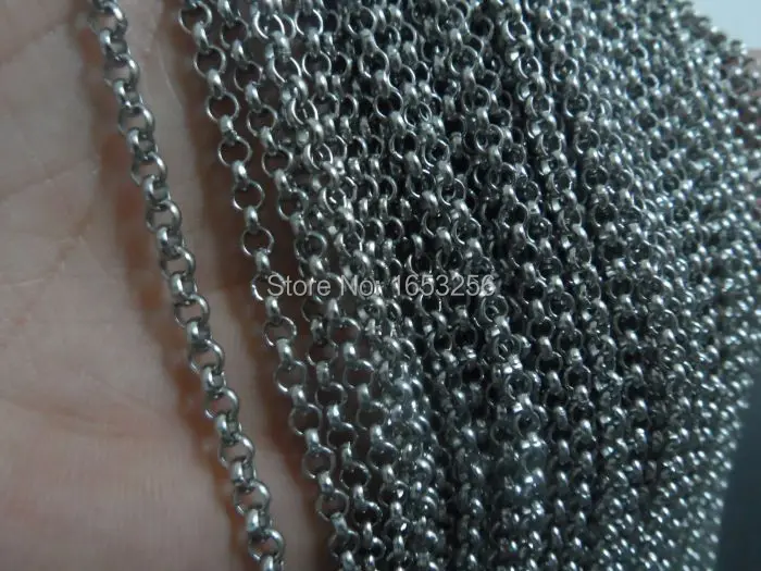 

Lot of 5 meters 4mm Stainless Steel Round ROLO Link Chain Jewelry Finding /Marking DIY