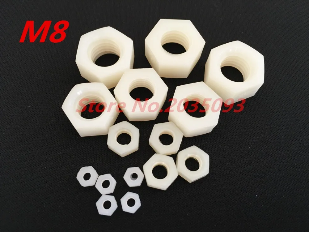 

20pcs/Lot Free Shipping Metric Thread M8 Nylon Hexagon Nuts Screw Nuts Hex Nuts