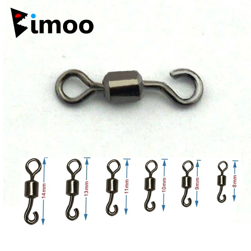 Bimoo 100PCS Open Eye Rolling Swivels Brass Fishing Connector Spinning Hook Rig Rigging Terminal Accessories Size 5 6 7 8 10 12