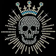 

crown skull design stone hot fix rhinestone transfer motifs iron on crystal transfers design applique patches for shirt