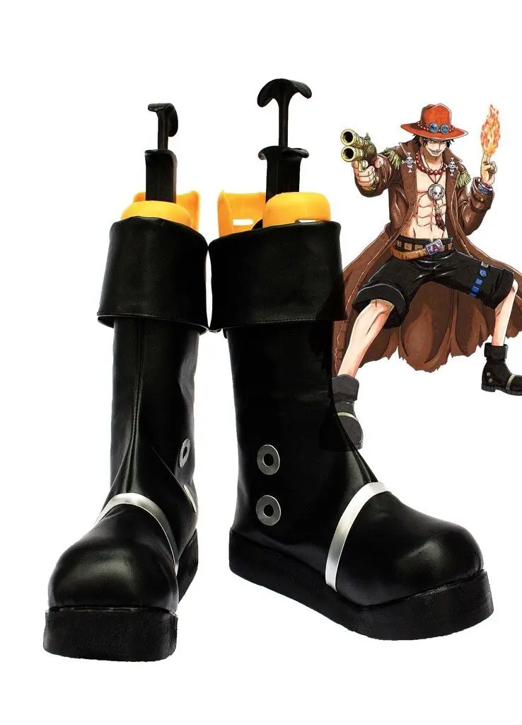 Portgas D Ace Schoenen Cosplay Anime One Piece Fire Fist Ace Cosplay Laarzen Zwarte Schoenen Custom Made Elke Grootte