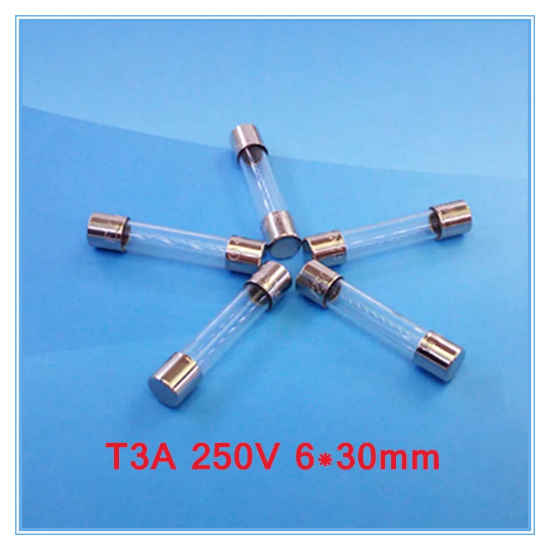 

(100pcs/lot) T3A 250V 6x30mm Slow Blow Glass Tube Fuse, UL VDE RoHS Approved,3A 3Amp.