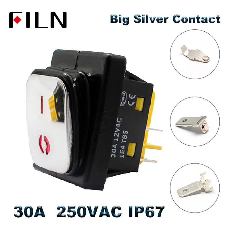 on off 30A 250v heavy duty 4 pin t85 IP67 sealed waterproof rocker switch with led 12V 24V 110V 220V 380V Stainless Steel