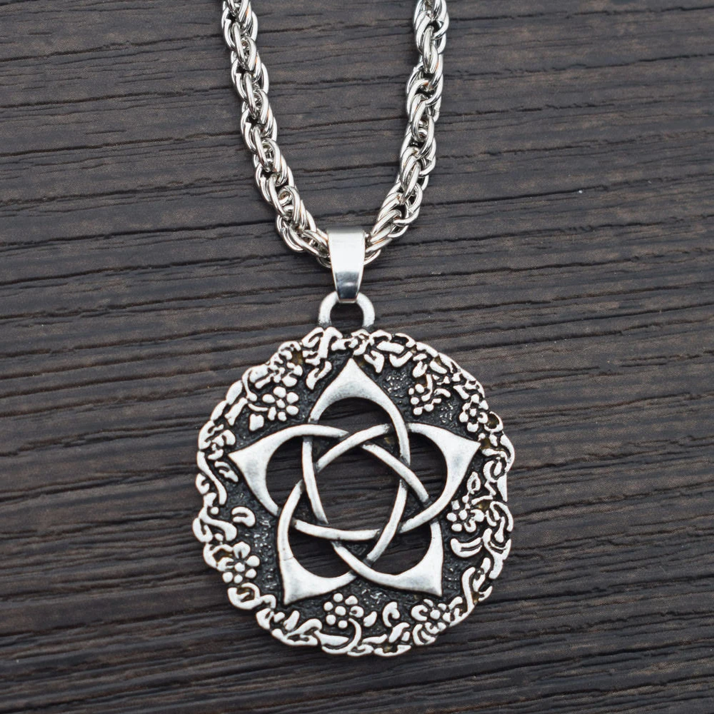 SanLan lotus flower pentacle flower pentagram pendant necklace