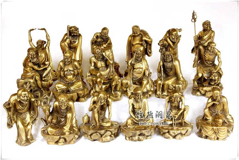

18pcs/set Chinese Bronze Eighteen Lohan A Set Of Buddha Boddhisattva Statueb Home Decoration