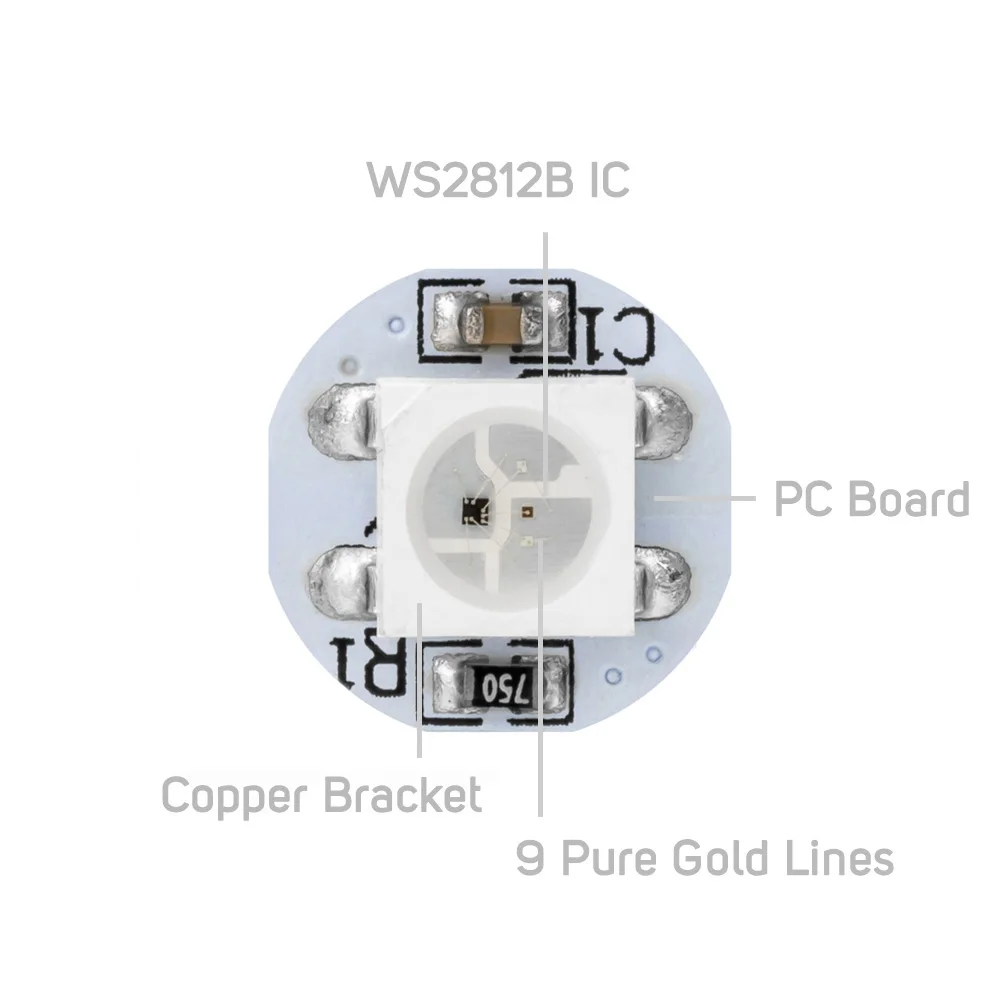 10~100pcs WS2812B RGB LED Chip with Heatsink Board 10mm*3mm Black/White PCB SK6812 5050 SMD LED RGBW RGBWW LED Strip DC5V