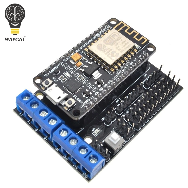 Node MCU Development Kit NodeMCU + Motor Shield Esp Wifi Esp8266 Esp-12e diy rc toy remote control Lua IoT smart car Esp12e