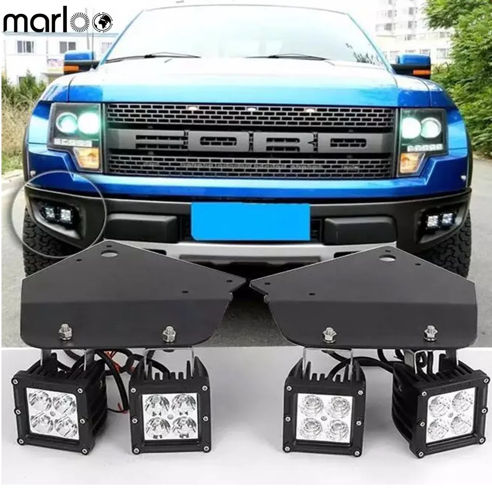 4pcs 20W High Power LED Work Fog Lights with Hold Stand Bracket For 2010 2011 2012 2013 2014 FORD F150 SVT Raptor