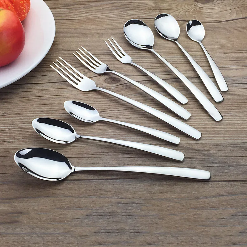 6pc Stainless Steel Food Dinnerspoon And Salad Fork Western Restaurant Service Soup Teaspoon Flower Carbon Fork set Dinnerware