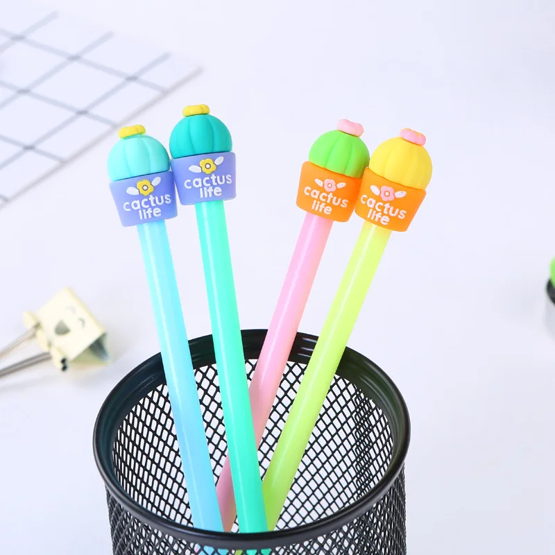 

40pcs Creative Cactus Modeling Student Neutral Pen Black Signature Book Stationary Pens Office Supplies Wholesale Christmas