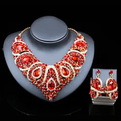 Free Shipping,Fashion Trendy nigerian wedding African Beads Jewelry Sets Crystal Necklace Set Party Wedding Dubai Jewelry Set