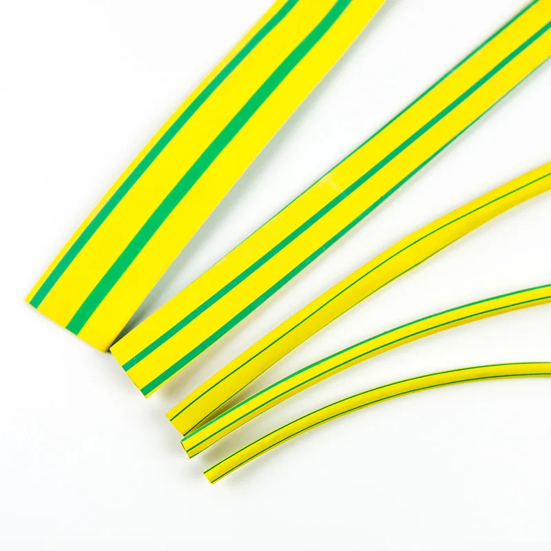 10M 4mm Dia 2:1 Double Color Earth Line Cable Flame Retardant Yellow-Green Yellow & Green Heat Shrinking Shrinkable Tubing Tube