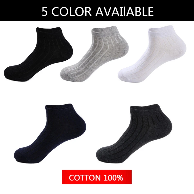 Chaussettes respirantes décontractées pour hommes, baskets de marque en coton de haute qualité, chaussettes courtes noires à séchage rapide, grandes