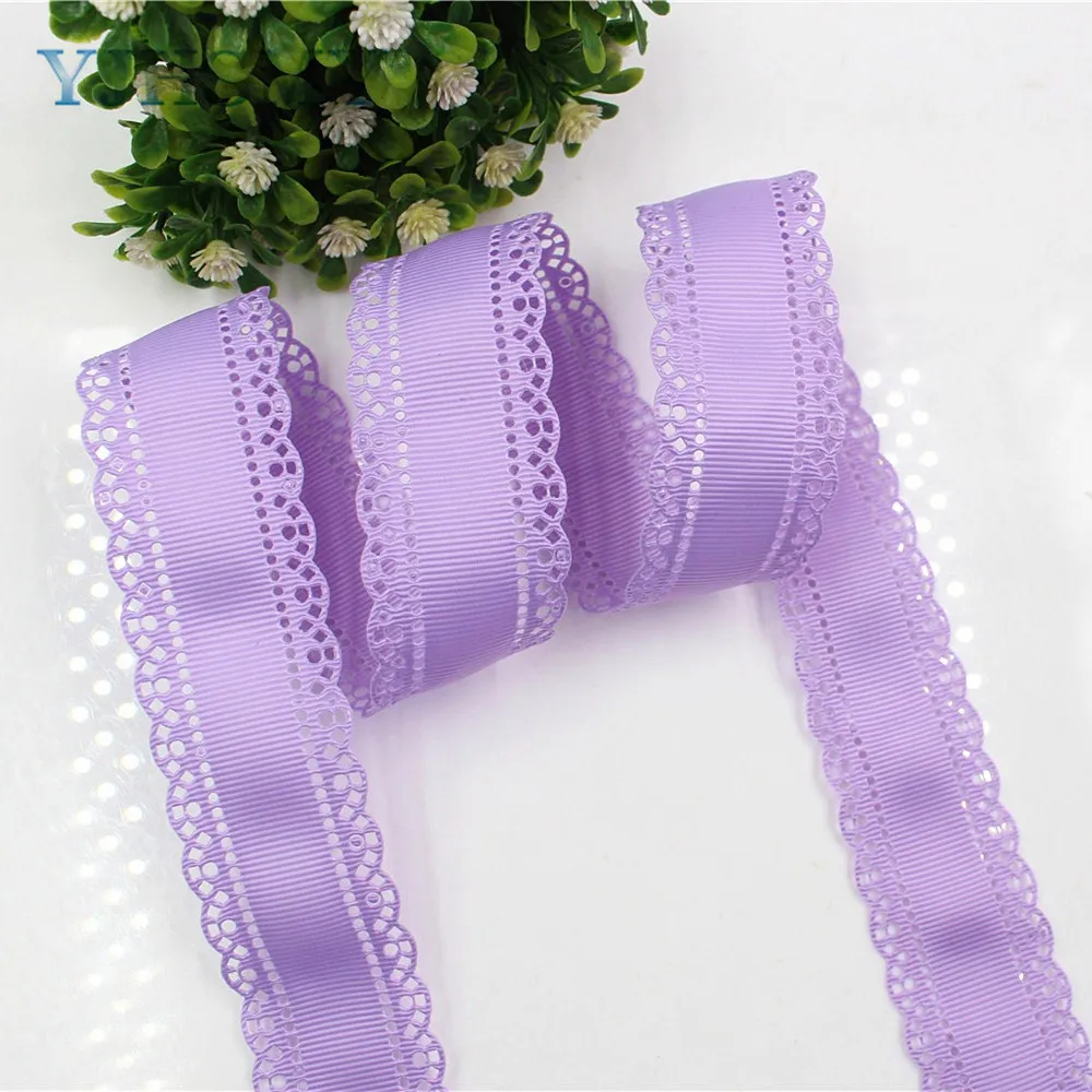 YJHSMY 177034 ,10 yards  hot sale 30mm hollow Flowers solid Grosgrain Ribbon, DIY handmade materials,Clothing accessories