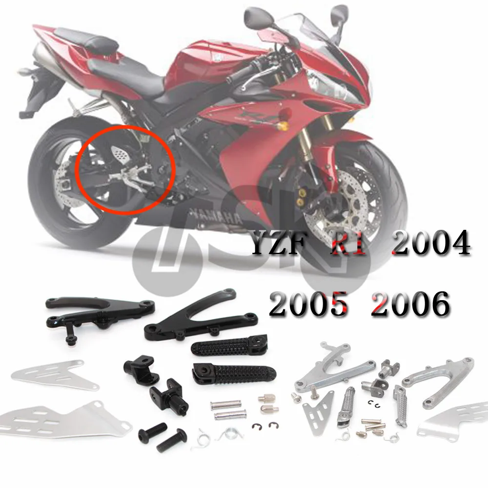 Front Motorcycle Footrests Bracket Foot Pegs For YAMAHA YZFR1 YZF-R1 YZF R1 2004 2005 2006